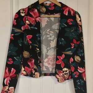 SHEIN Clasi Floral Print Shawl Collar Crop Blazer - Never Worn